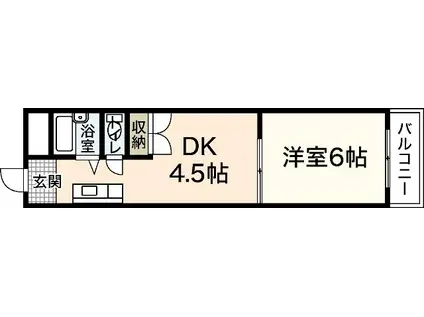 北川ビル(1DK/2階)の間取り写真
