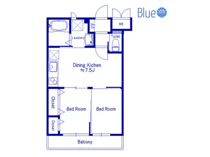 アーバンコート上平間(2DK/2階)の間取り写真