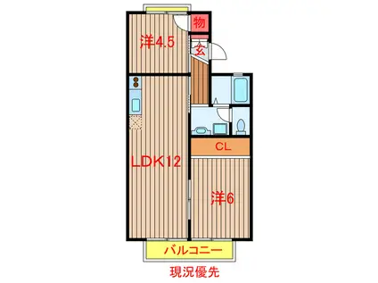 メゾンベールA・B(2LDK/1階)の間取り写真
