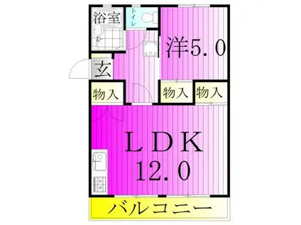 堀之内コート(1LDK/1階)の間取り写真
