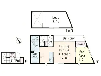 中野区新井2丁目PJ(1LDK/2階)の間取り写真
