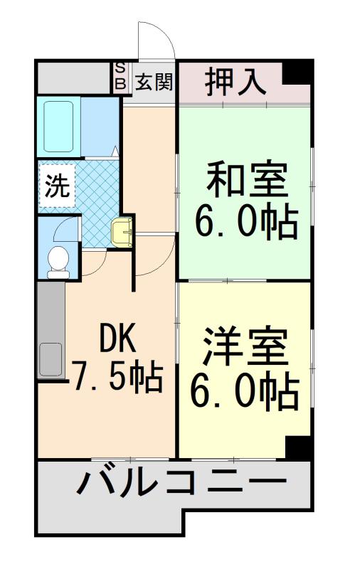 サンパレス六甲(2DK/2階)の間取り写真