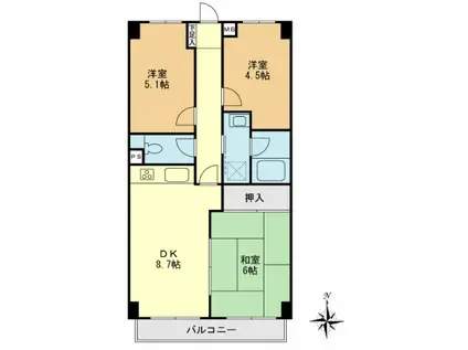 ジョイホームズII(3DK/2階)の間取り写真