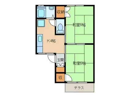 ハイライズ日南(2K/1階)の間取り写真