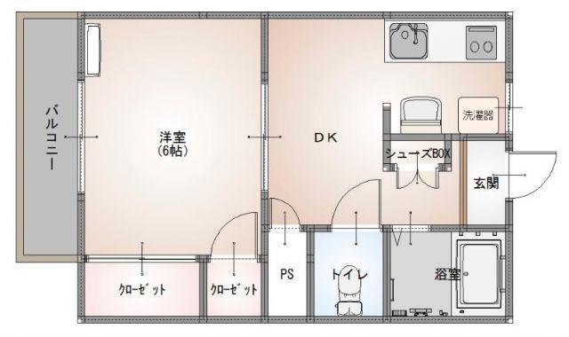 ウエストハイツ S(1DK/2階)の間取り写真