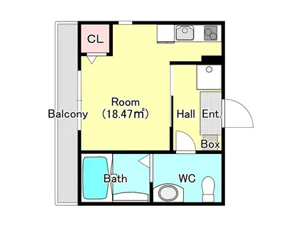 ワイケーヒルズ横浜三ツ沢1(1K/3階)の間取り写真