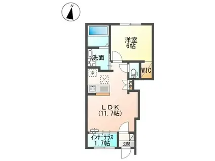 スターテラスII稲岡町(1LDK/1階)の間取り写真