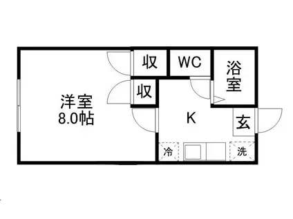 仙台市地下鉄南北線 台原駅 徒歩11分 2階建 築33年(1K/2階)の間取り写真
