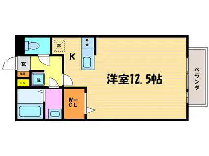グランドールC棟(ワンルーム/1階)の間取り写真