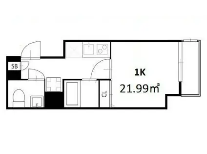 COCOCUBE池上(1K/1階)の間取り写真