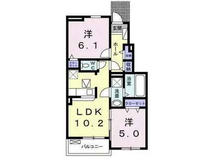 エウロパ(2LDK/1階)の間取り写真