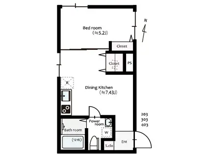 シルバーライズ亀戸(1DK/1階)の間取り写真