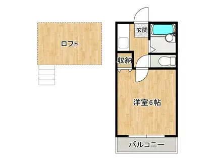オアシス清水II(1K/1階)の間取り写真