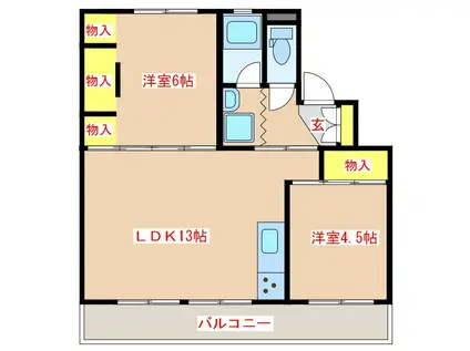 TERRACE八風(2LDK/5階)の間取り写真