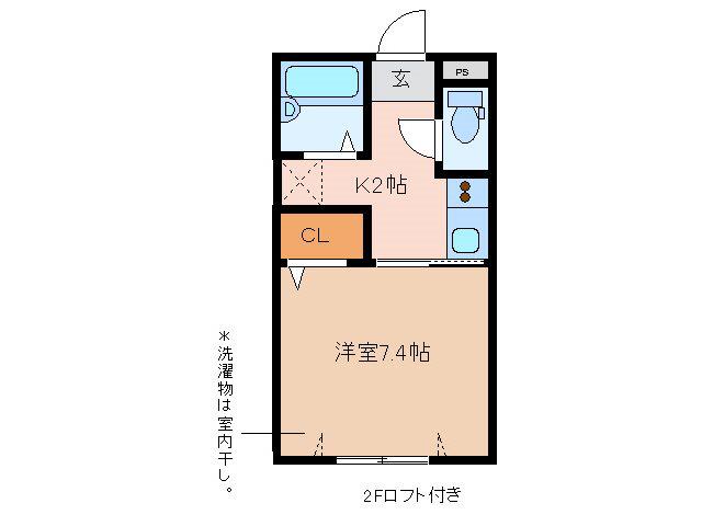 ブロッサムS(1K/1階)の間取り写真