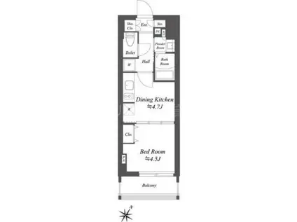 ブランシエスタ北品川(1DK/6階)の間取り写真