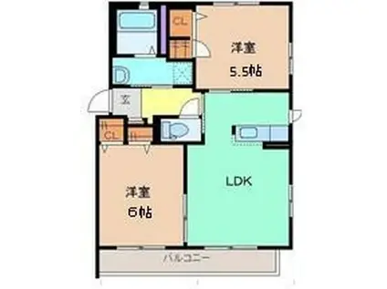 メゾン・ド・クレールB(2LDK/1階)の間取り写真