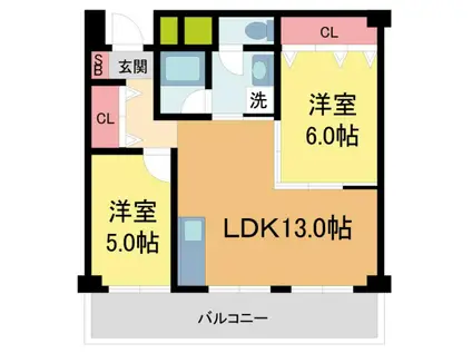 菊谷ハイツ(2LDK/3階)の間取り写真