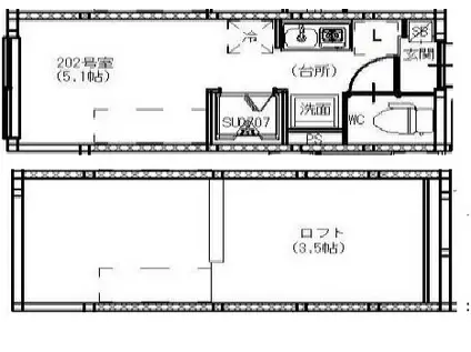 URAYAMA TERRACE(ワンルーム/2階)の間取り写真
