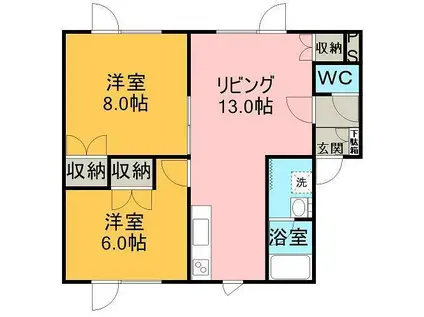 グローイングハイムC(2LDK/1階)の間取り写真