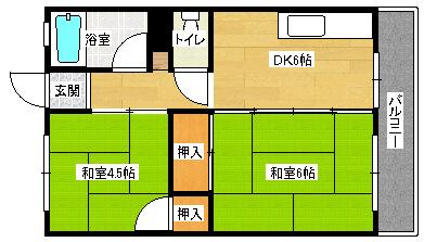 新原第2マンション(2DK/3階)の間取り写真