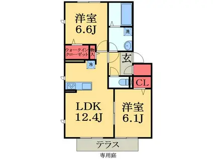 ルミエール更級(2LDK/1階)の間取り写真
