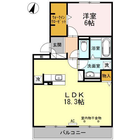 コンフォートS(1LDK/3階)の間取り写真