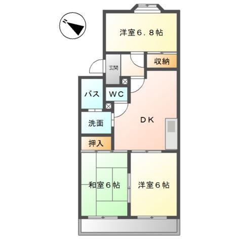 ハイツ株山(3DK/2階)の間取り写真
