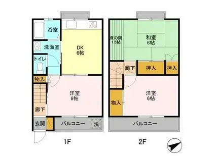 半田コーポA棟B棟(3DK/1階)の間取り写真