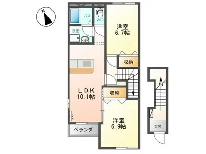 HONESTY(2LDK/2階)の間取り写真