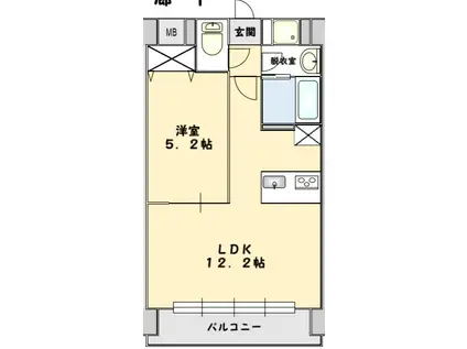 グランパーク国府(1LDK/3階)の間取り写真