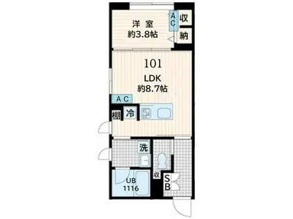 FULLEA恵比寿(1LDK/1階)の間取り写真