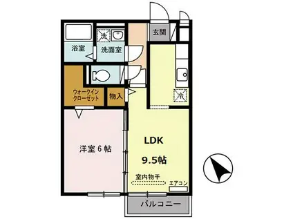 リビングタウン瀬田(1LDK/2階)の間取り写真