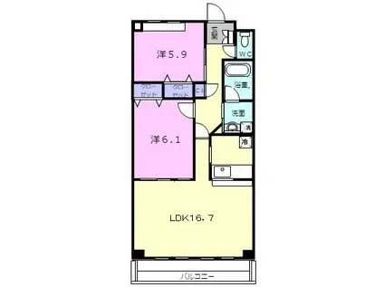 メゾン・ファミーユ(2LDK/3階)の間取り写真