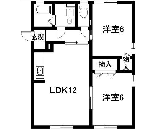 ドエル尾崎(2LDK/1階)の間取り写真