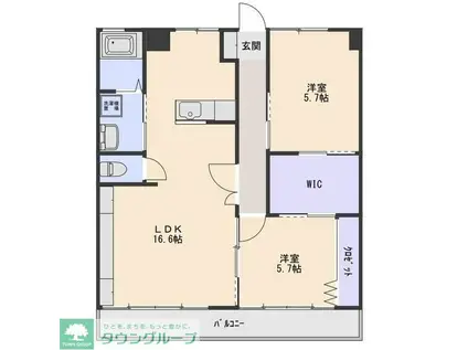 アビタシオン松葉(2LDK/2階)の間取り写真