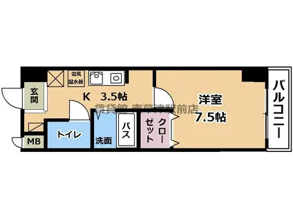 エスポワール(1K/2階)の間取り写真