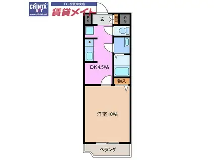 ハイタウン久保(1K/1階)の間取り写真