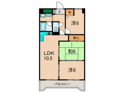 カウリー芦屋(3LDK/3階)の間取り写真