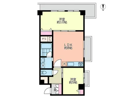 秀和目黒駅前レジデンス(2LDK/3階)の間取り写真