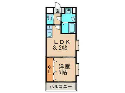 ギャラン医生ヶ丘(1LDK/4階)の間取り写真