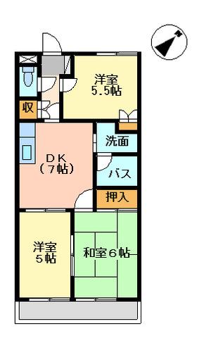 ルベール栄(3DK/1階)の間取り写真