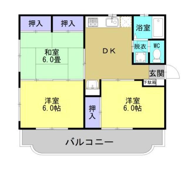 第2小川ハイツ(3DK/2階)の間取り写真