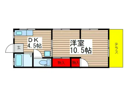 第一岡本荘(1DK/1階)の間取り写真