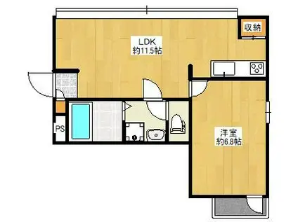 長崎ハウス(1K/2階)の間取り写真