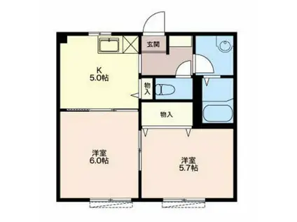 サンライズ日永(2DK/1階)の間取り写真