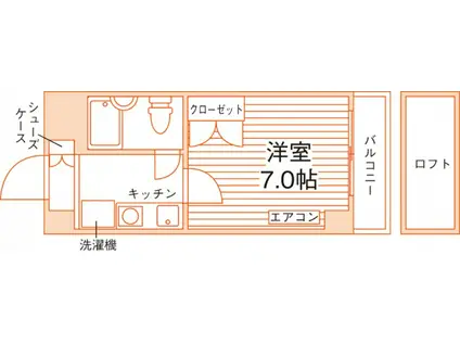 シティパレス京都三条(1K/4階)の間取り写真