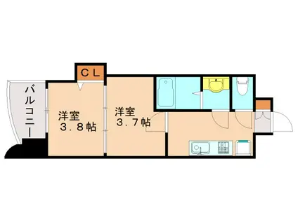 アリビオ博多駅北(2K/11階)の間取り写真