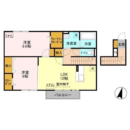 コンフォートヴィラ大沼(2LDK/2階)の間取り写真
