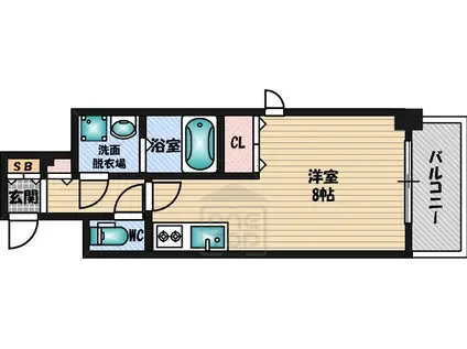 BPRレジデンス江坂(ワンルーム/14階)の間取り写真